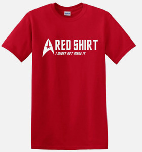 Red Shirt Might Not Make It Funny Star Trek Comic Red Basic Men's T-Shirt